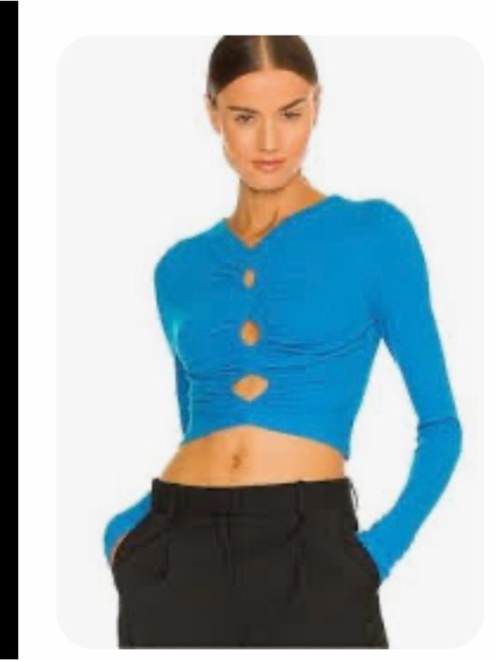 Revolve SNDYS Natty Top in Aqua, Long-Sleeve Cutout Crop Top in Bright Blue XS